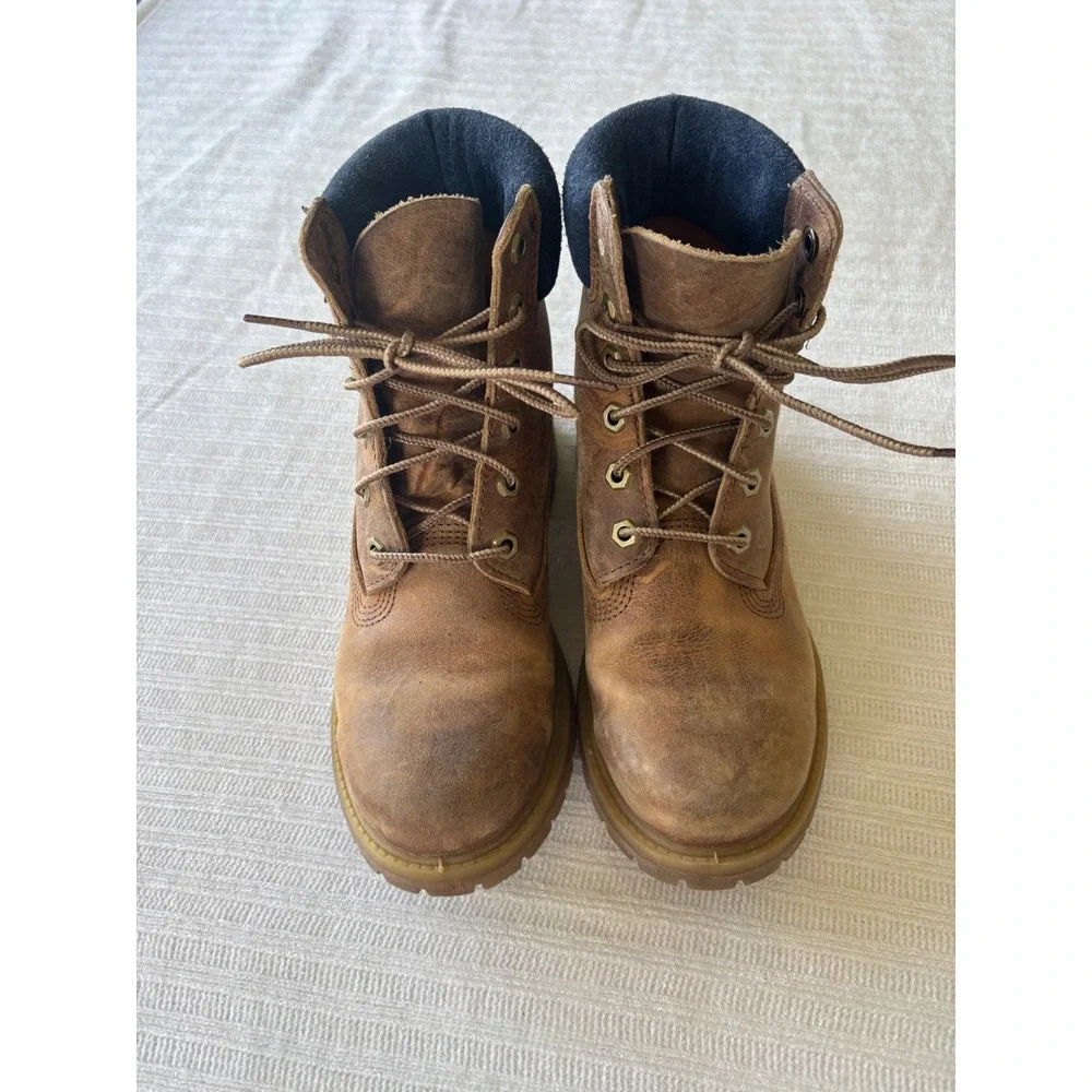 Timberland 6 Inch Premium Leather Waterproof Boots Brown Navy 7.5‎ M A1964
